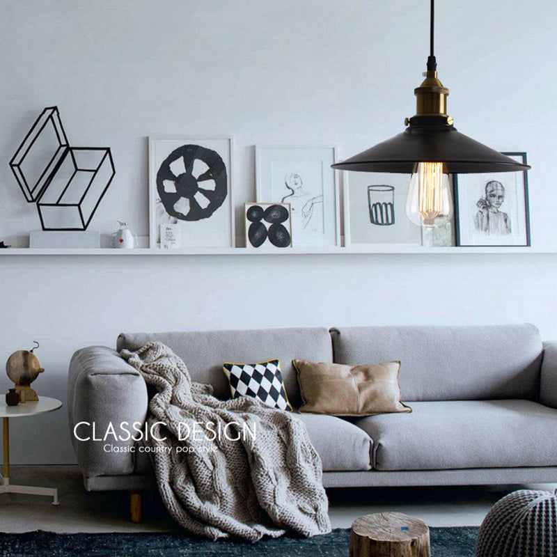 Industrial Simplicity Hanging Light Fixture with Metal Shade for Drawing Room Coffee Shop