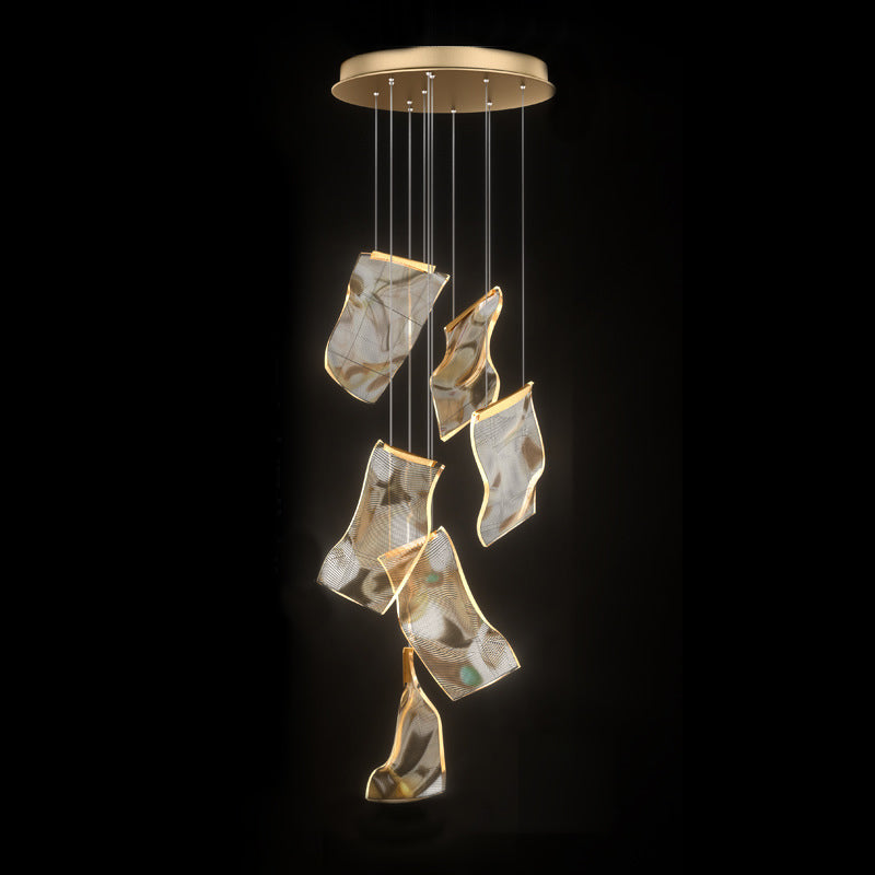 Paper Hanging Light Fixtures Modern Simple Acrylic Ceiling Pendant for Stairwell