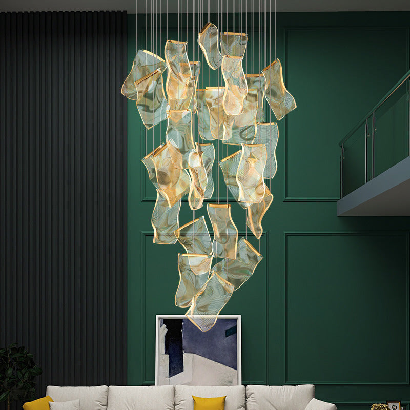 Paper Hanging Light Fixtures Modern Simple Acrylic Ceiling Pendant for Stairwell