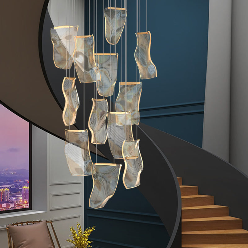 Paper Hanging Light Fixtures Modern Simple Acrylic Ceiling Pendant for Stairwell