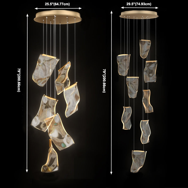 Paper Hanging Light Fixtures Modern Simple Acrylic Ceiling Pendant for Stairwell