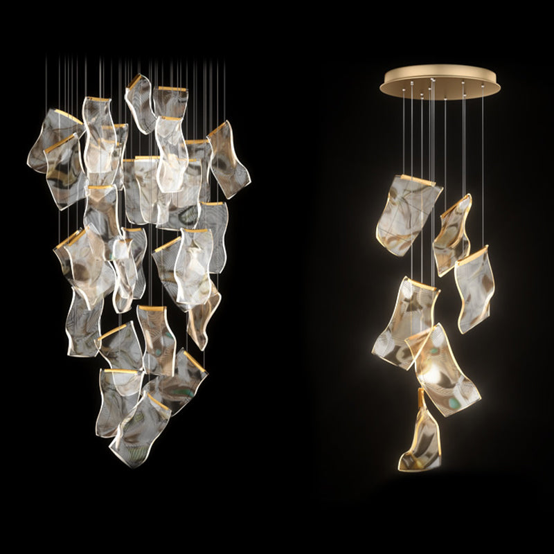 Paper Hanging Light Fixtures Modern Simple Acrylic Ceiling Pendant for Stairwell