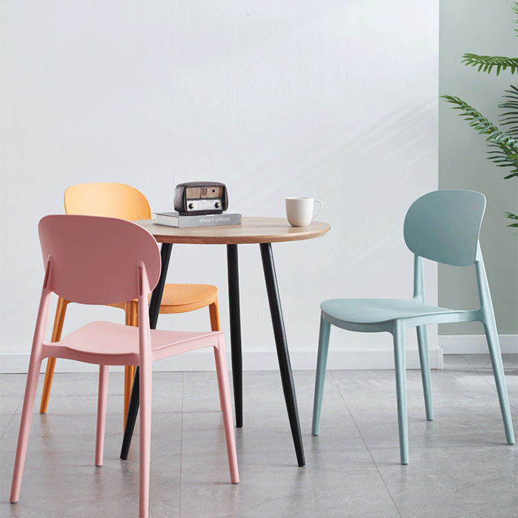 Plastic Scandinavian Dining Room Chair Matte Finish Open Back Dining Side Chair