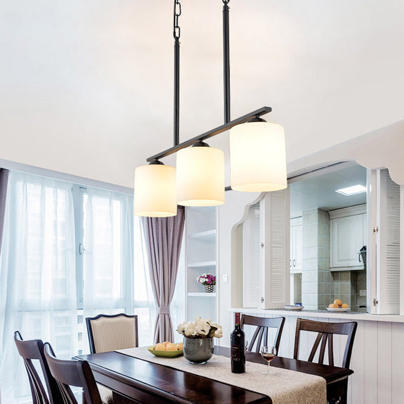 Modern Style Cylinder Chandelier Light Glass 3 Lights Hanging Ceiling Light