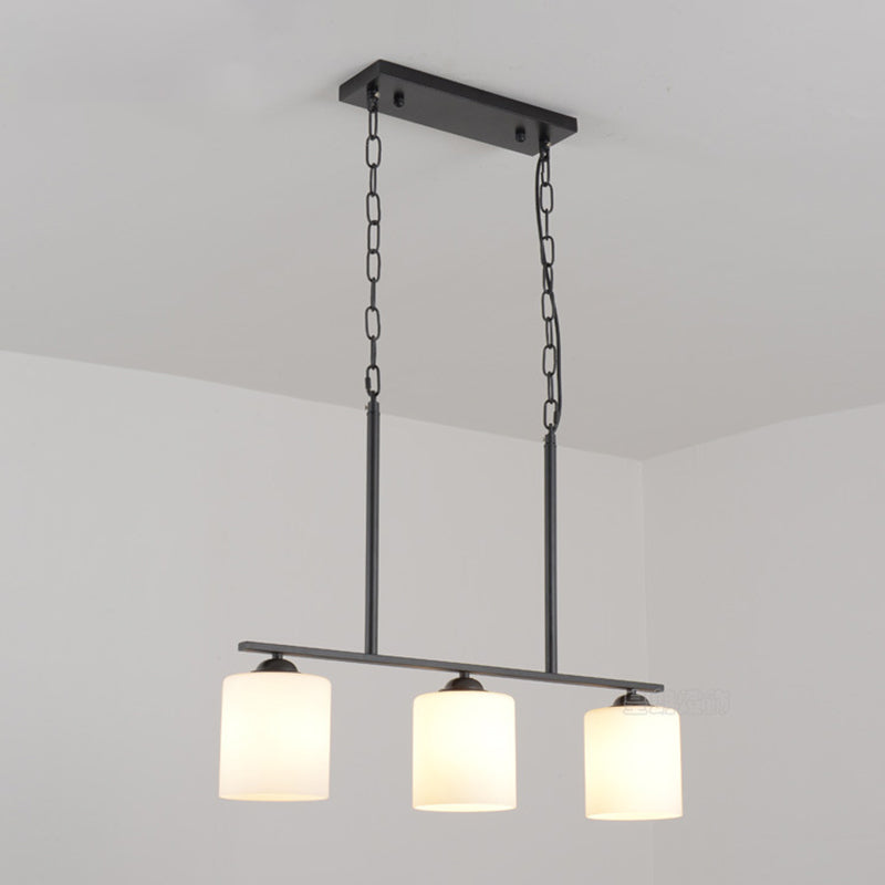 Modern Style Cylinder Chandelier Light Glass 3 Lights Hanging Ceiling Light