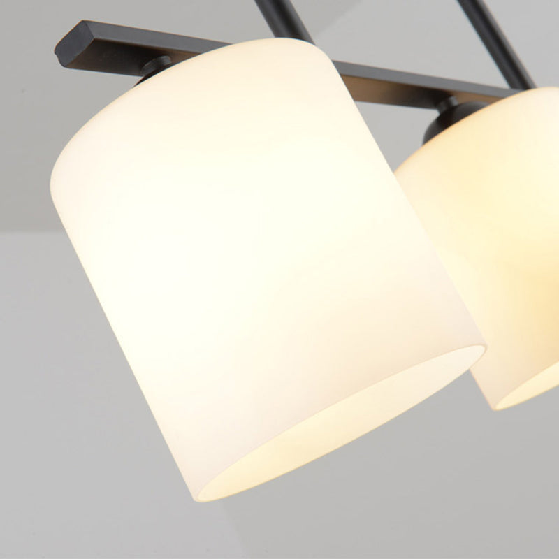 Modern Style Cylinder Chandelier Light Glass 3 Lights Hanging Ceiling Light