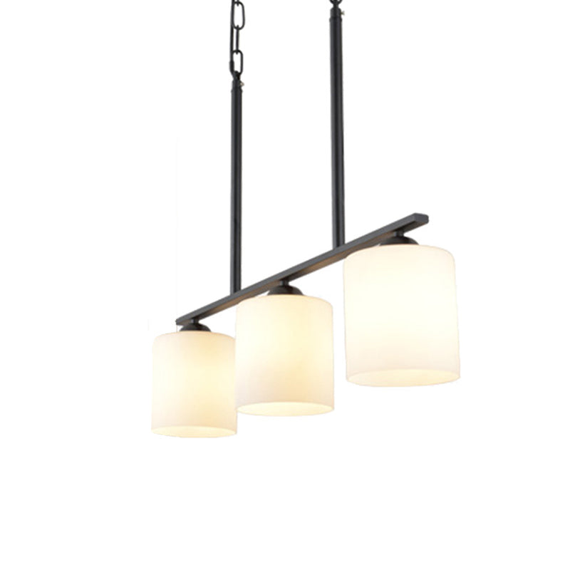 Modern Style Cylinder Chandelier Light Glass 3 Lights Hanging Ceiling Light