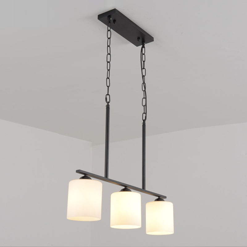 Modern Style Cylinder Chandelier Light Glass 3 Lights Hanging Ceiling Light