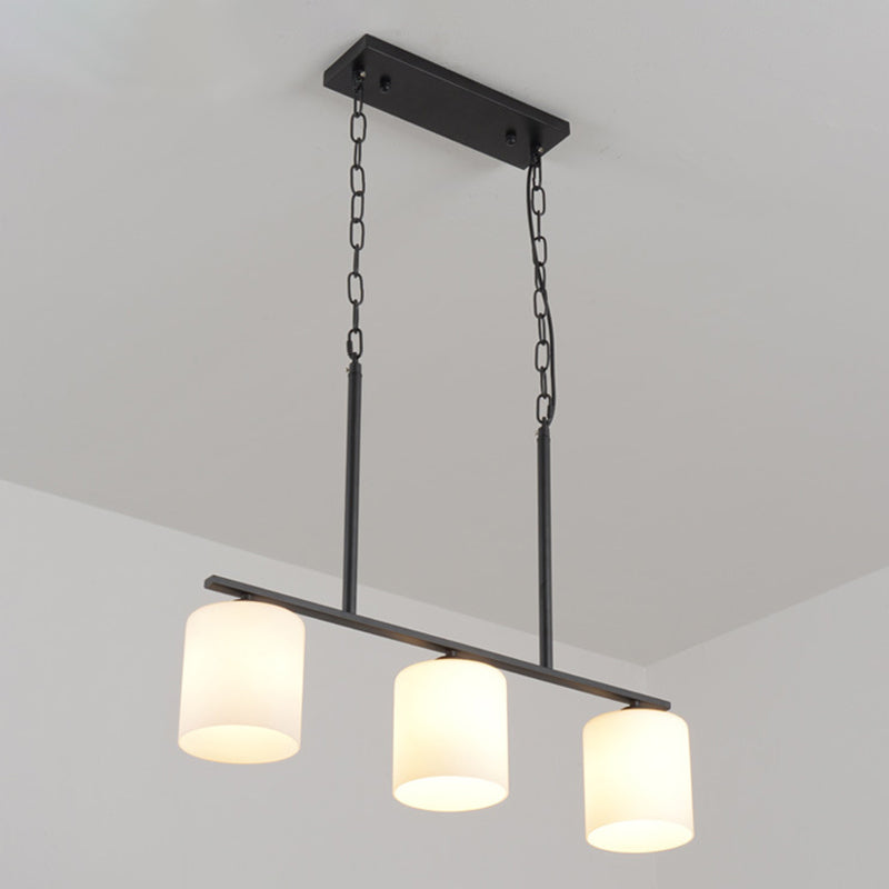 Modern Style Cylinder Chandelier Light Glass 3 Lights Hanging Ceiling Light
