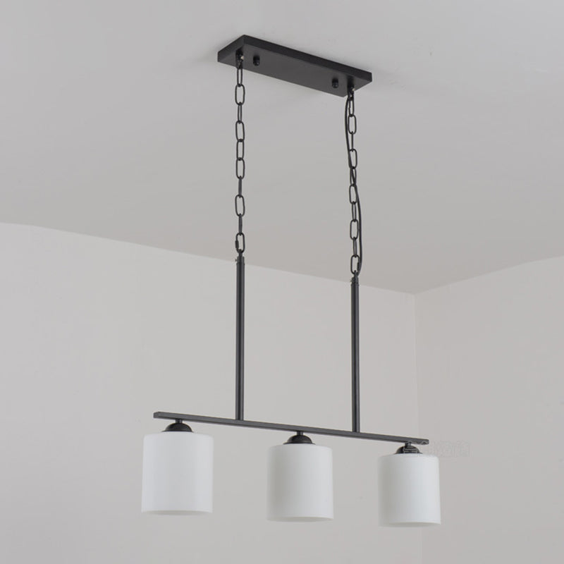 Modern Style Cylinder Chandelier Light Glass 3 Lights Hanging Ceiling Light