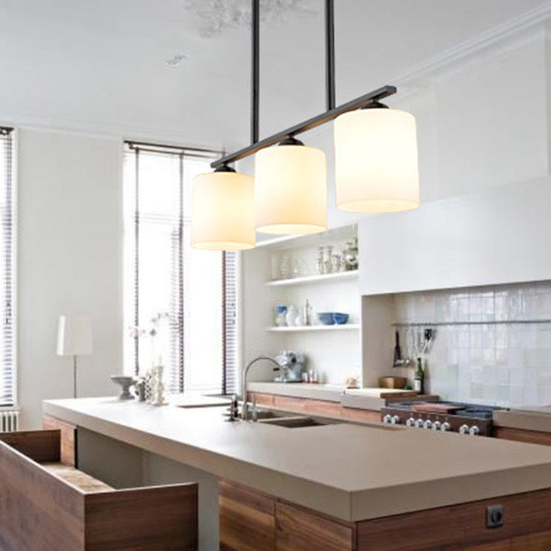 Modern Style Cylinder Chandelier Light Glass 3 Lights Hanging Ceiling Light