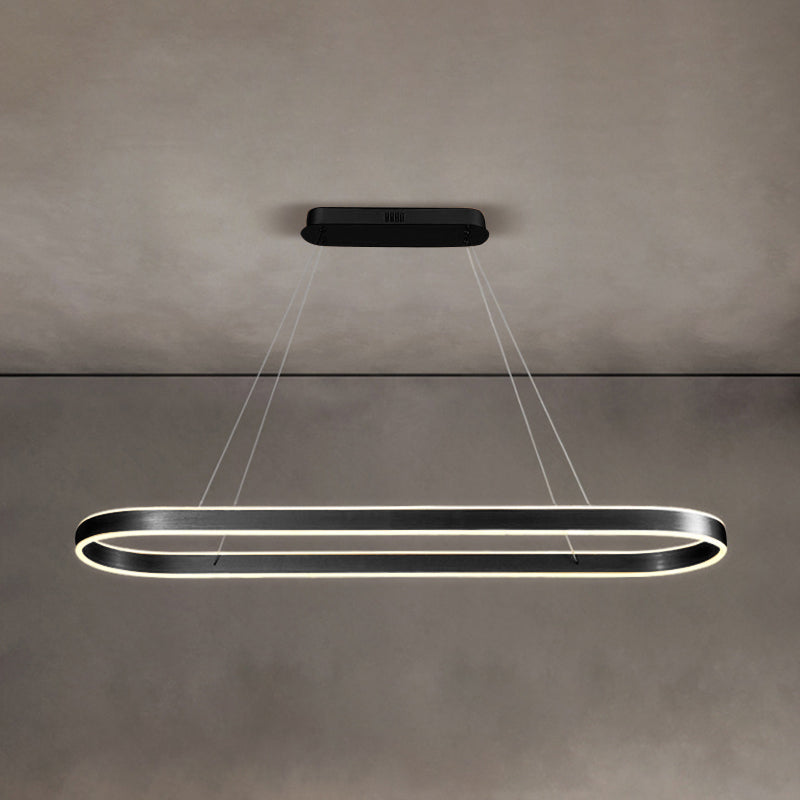 Oval Aluminum Island Pendant Lights Modern Style 2-Lights Chandelier Lamp Fixtures