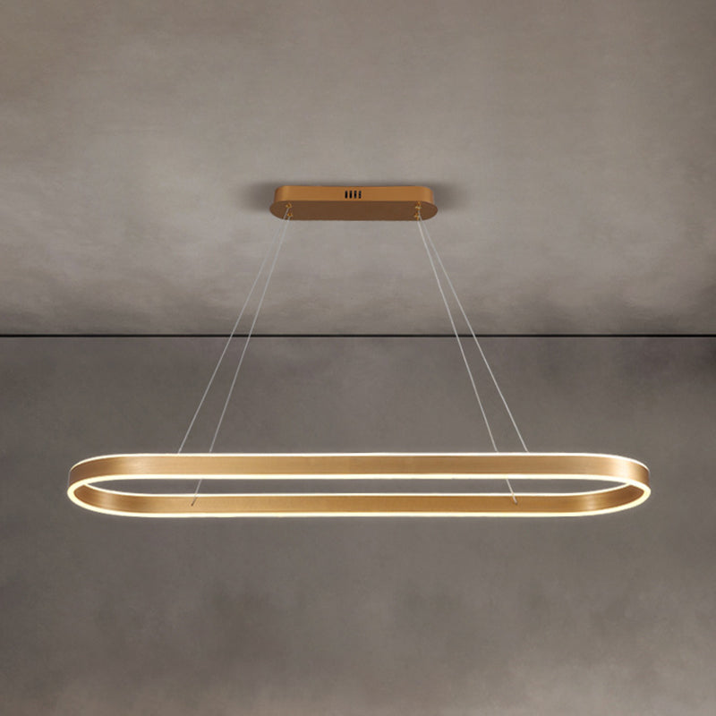 Oval Aluminum Island Pendant Lights Modern Style 2-Lights Chandelier Lamp Fixtures