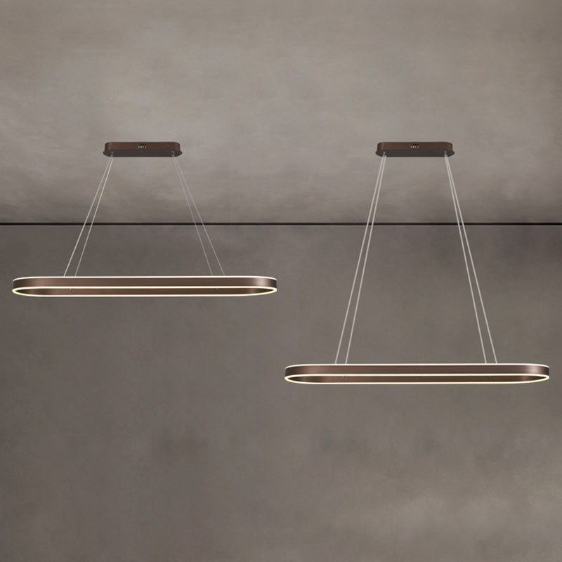 Oval Aluminum Island Pendant Lights Modern Style 2-Lights Chandelier Lamp Fixtures