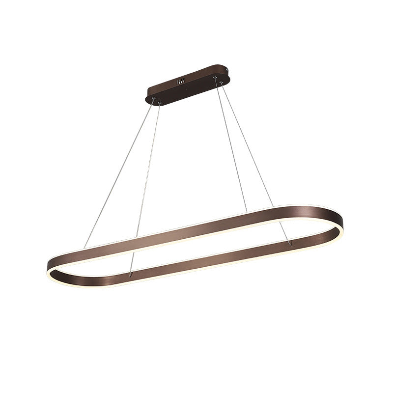 Oval Aluminum Island Pendant Lights Modern Style 2-Lights Chandelier Lamp Fixtures