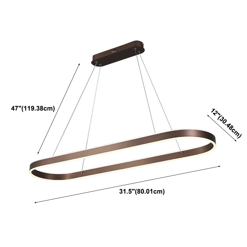 Oval Aluminum Island Pendant Lights Modern Style 2-Lights Chandelier Lamp Fixtures