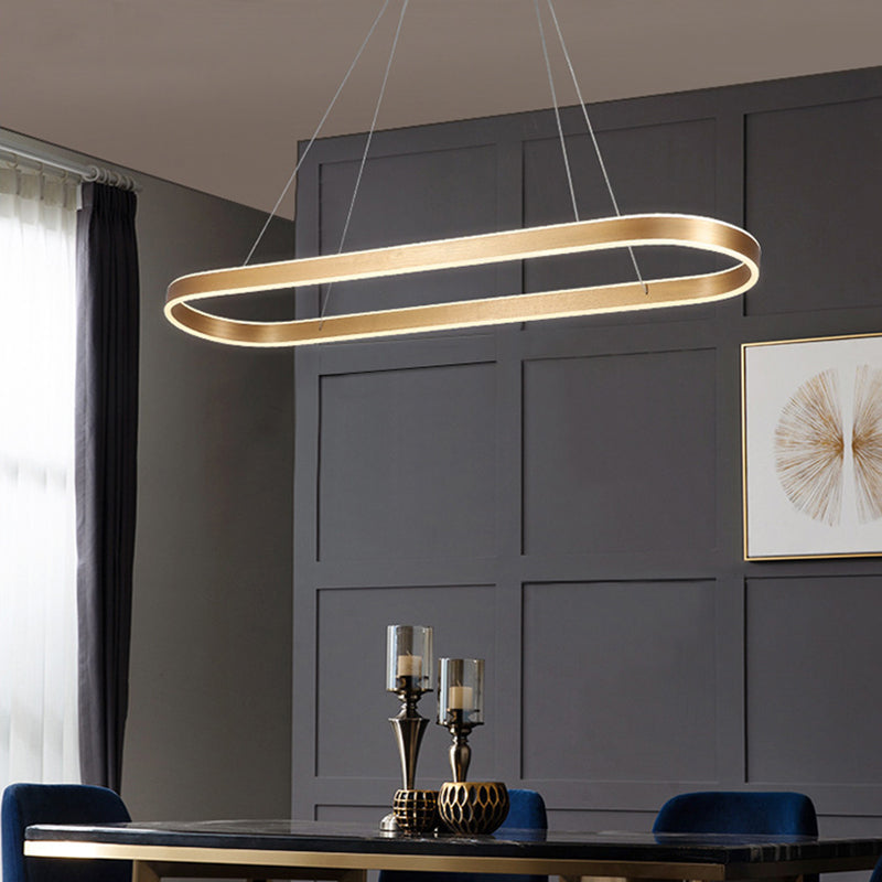 Oval Aluminum Island Pendant Lights Modern Style 2-Lights Chandelier Lamp Fixtures