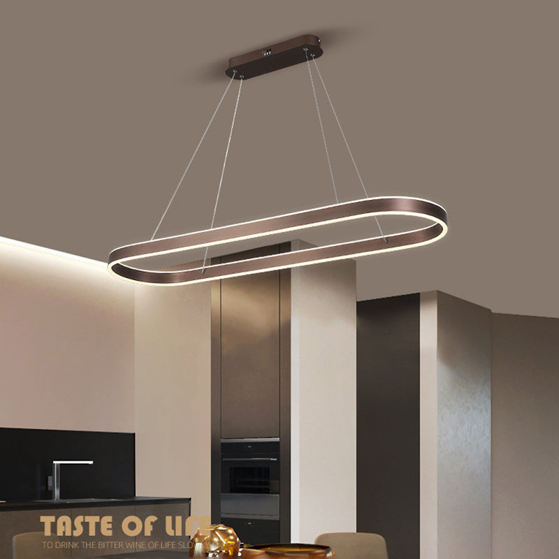 Oval Aluminum Island Pendant Lights Modern Style 2-Lights Chandelier Lamp Fixtures