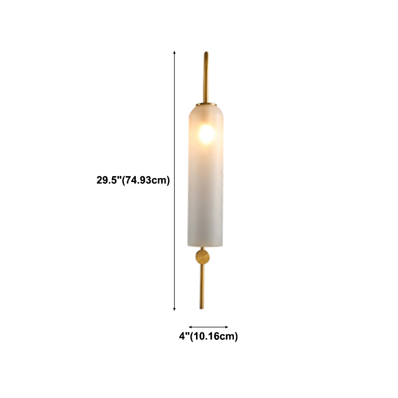 Lampada a parete singola di lusso moderna Luce a parete cilindrica in acciaio inossidabile con tonalità di vetro