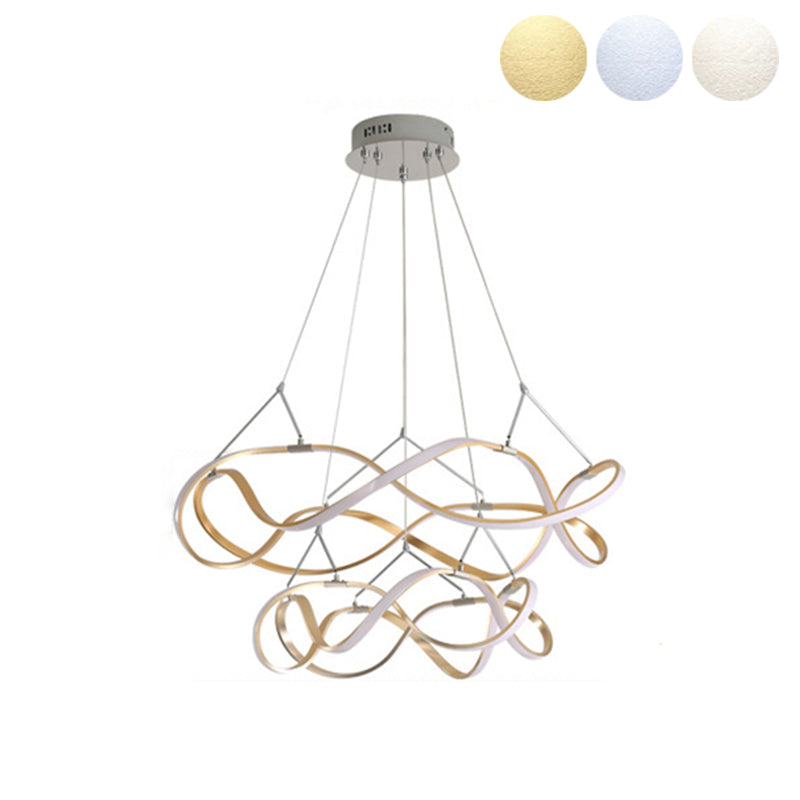 Multi Lights Aluminum Chandelier Lighting Fixtures Modern Style Multi-Tier Pendant Light