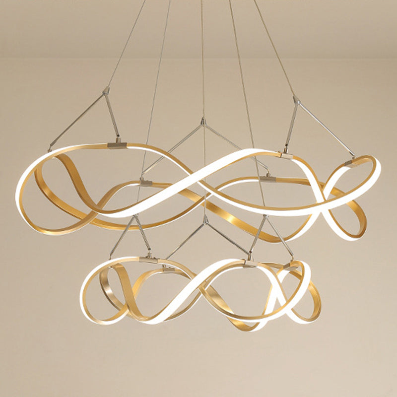 Multi Lights Aluminum Chandelier Lighting Fixtures Modern Style Multi-Tier Pendant Light