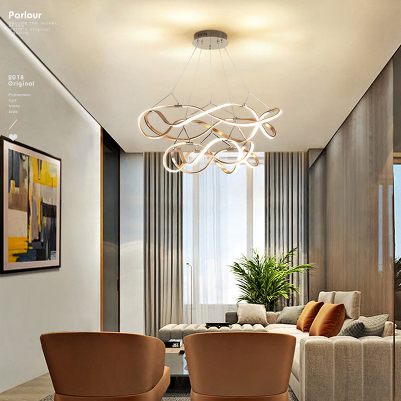 Multi Lights Aluminum Chandelier Lighting Fixtures Modern Style Multi-Tier Pendant Light