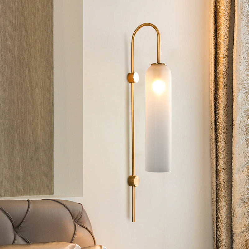 Stainless-Steel Indoor Wall Lamp in Modern Artistic Style Glass Cylindroid Wall Light