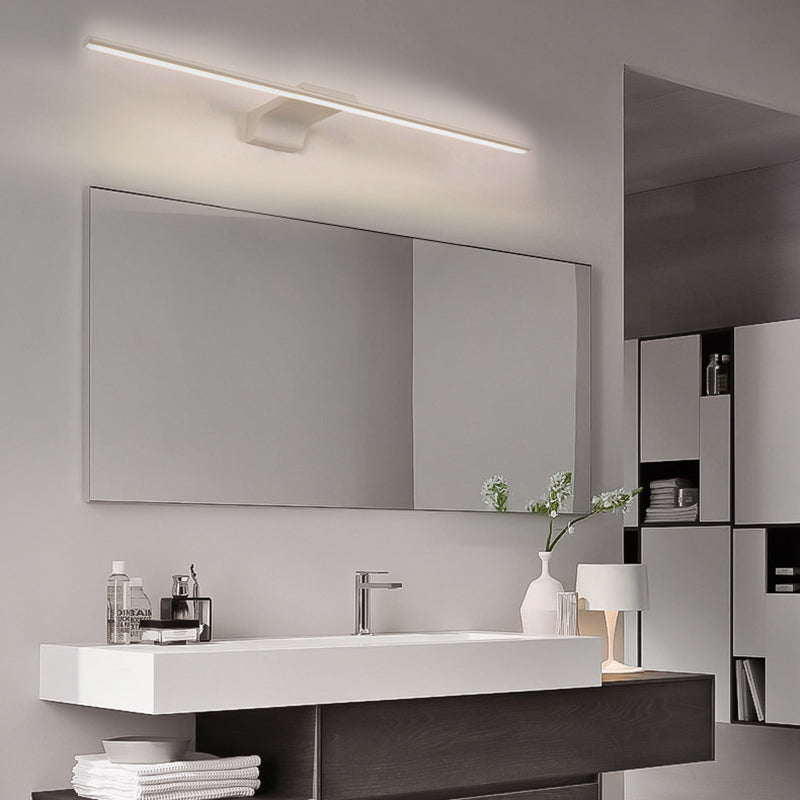 Acconde da muro di tonalità lineare a 1 luce moderna moderna illuminazione da parete specchio in stile semplice in bianco