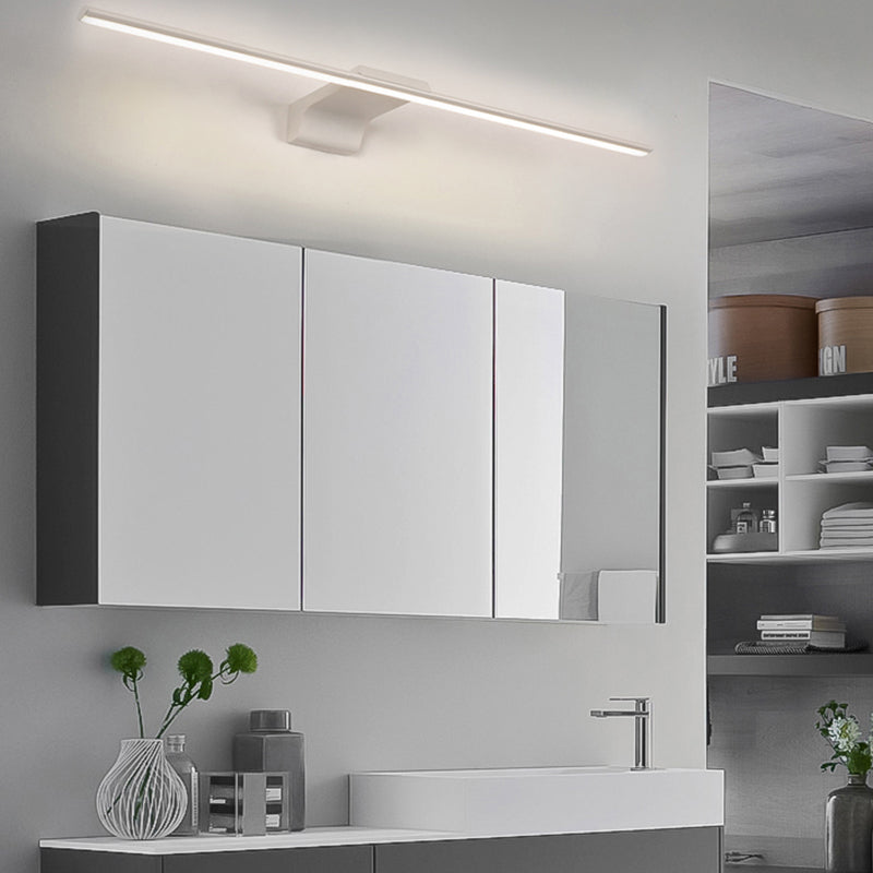 Acconde da muro di tonalità lineare a 1 luce moderna moderna illuminazione da parete specchio in stile semplice in bianco