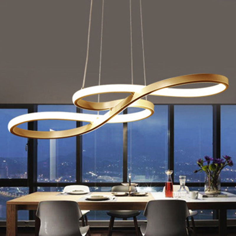 1-Light Aluminum Pendant Chandelier Modern Style Twisting Suspension Pendant Light