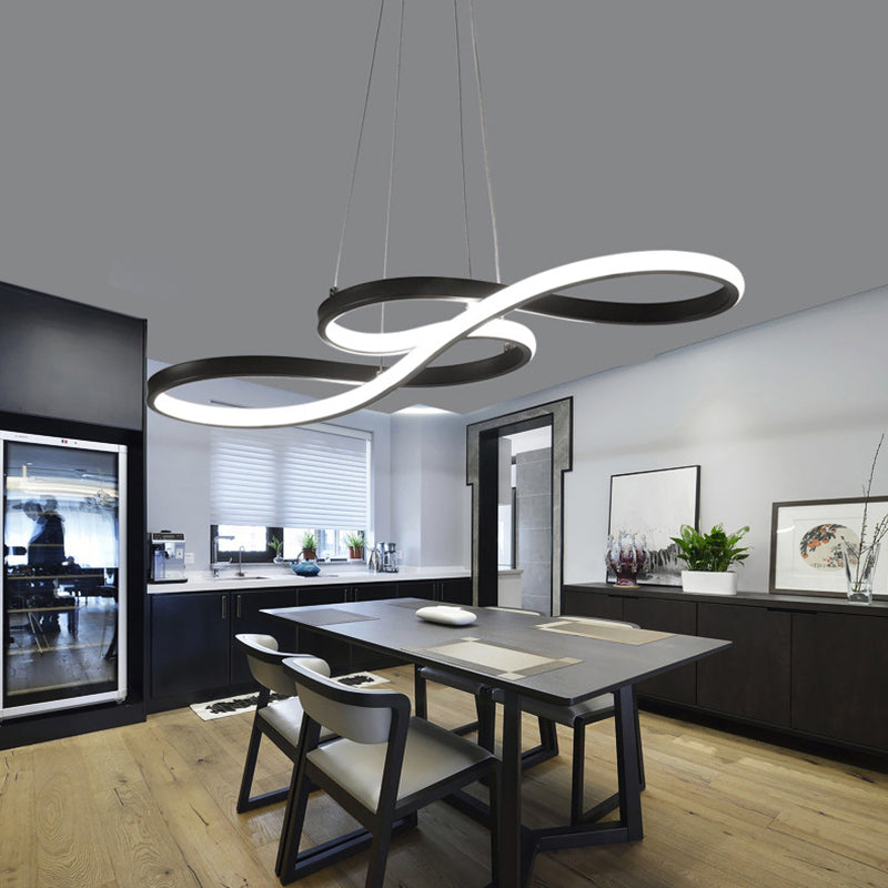 1-Light Aluminum Pendant Chandelier Modern Style Twisting Suspension Pendant Light