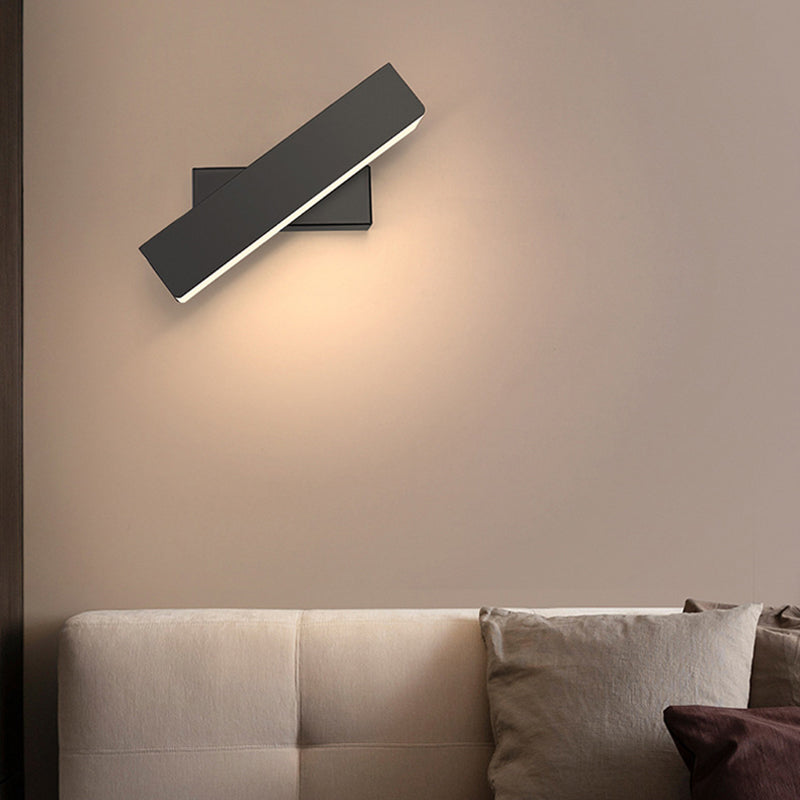 Lampada a parete a LED in ferro laccata in stile moderno rettangolare a parete rotabile per camera da letto