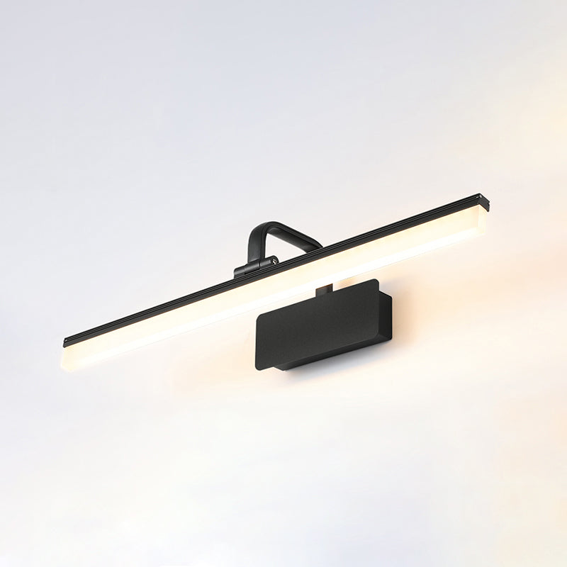 1-Light Linear Shade Wall Sconce Modern Simple Style Mirror Wall Lighting in Black