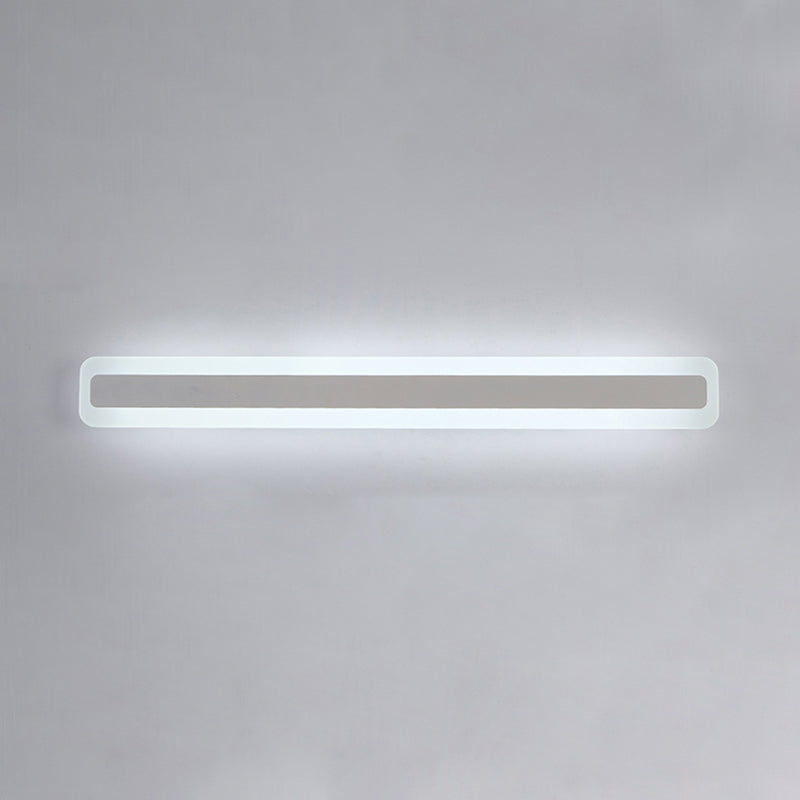 1-Light Linear Shade Wall Sconce Modern Simple Style Mirror Wall Lighting in Silver