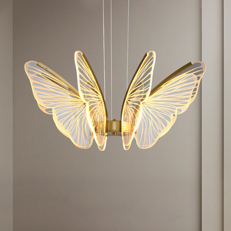 Modern Style Butterfly Ceiling Suspension Lamp Multi Lights Acrylic Hanging Lamp