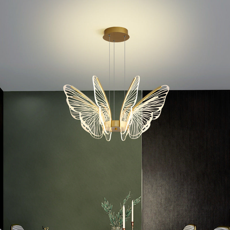 Modern Style Butterfly Ceiling Suspension Lamp Multi Lights Acrylic Hanging Lamp