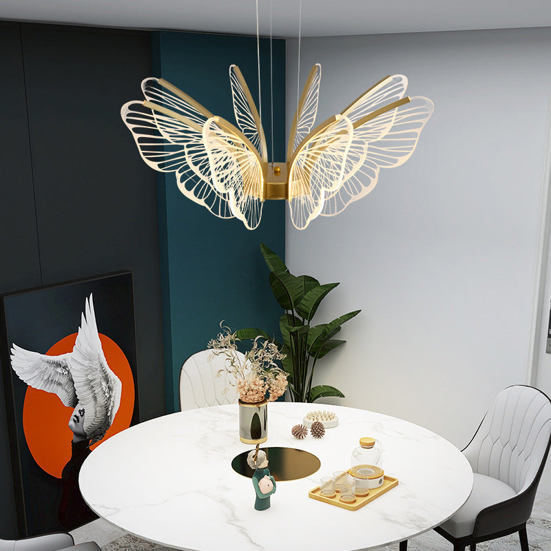 Modern Style Butterfly Ceiling Suspension Lamp Multi Lights Acrylic Hanging Lamp