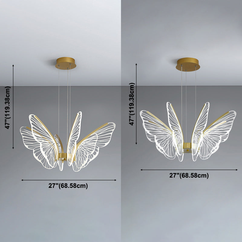 Modern Style Butterfly Ceiling Suspension Lamp Multi Lights Acrylic Hanging Lamp