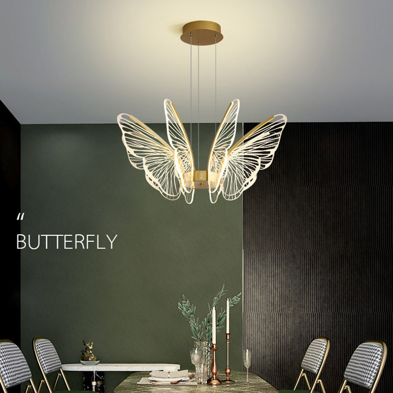 Modern Style Butterfly Ceiling Suspension Lamp Multi Lights Acrylic Hanging Lamp