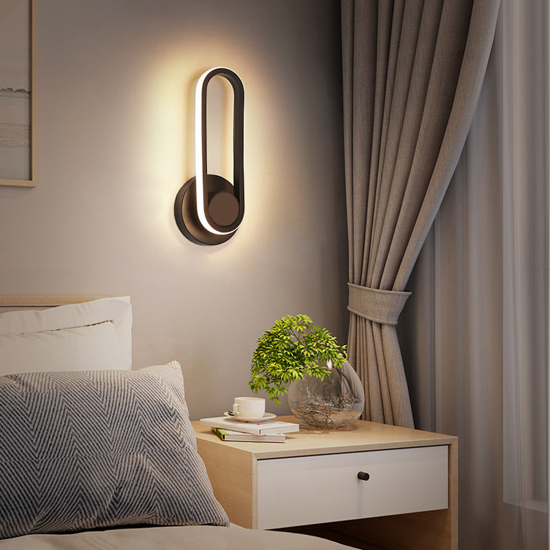 Lacquered Iron Black LED Wall Sconce in Modern Concise Style Silicone Oval Rotatable Wall Lamp