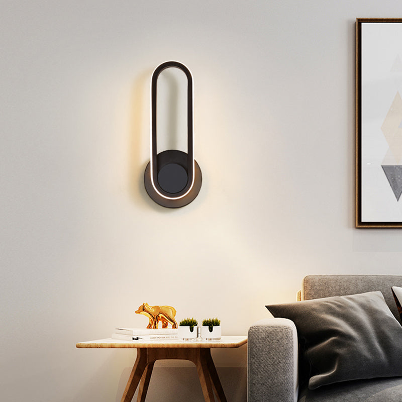 Lacquered Iron Black LED Wall Sconce in Modern Concise Style Silicone Oval Rotatable Wall Lamp