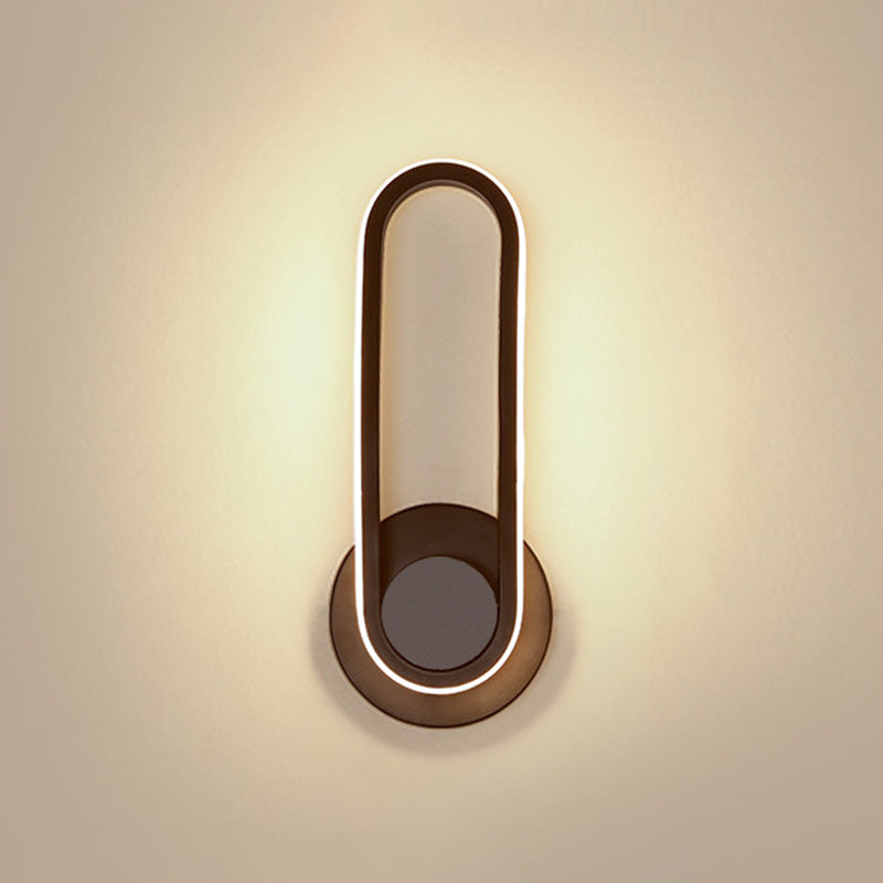 Lacquered Iron Black LED Wall Sconce in Modern Concise Style Silicone Oval Rotatable Wall Lamp