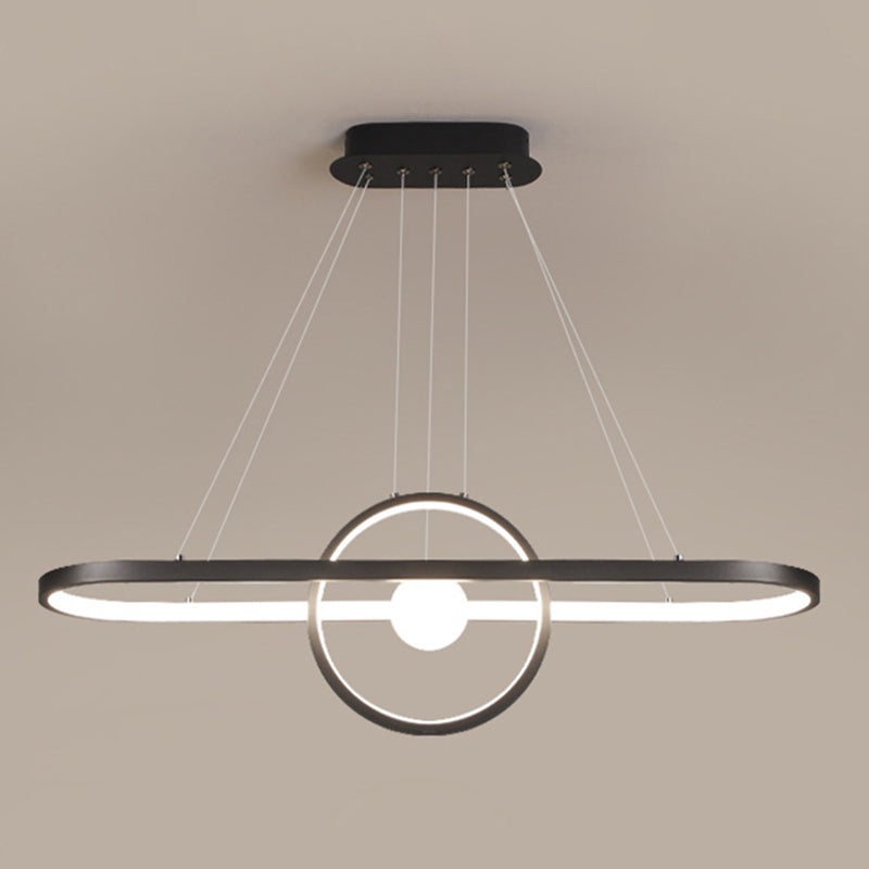 Geometric Island Lights Modern Kitchen Island Lighting Metal 3 Light Island Lamps in Black