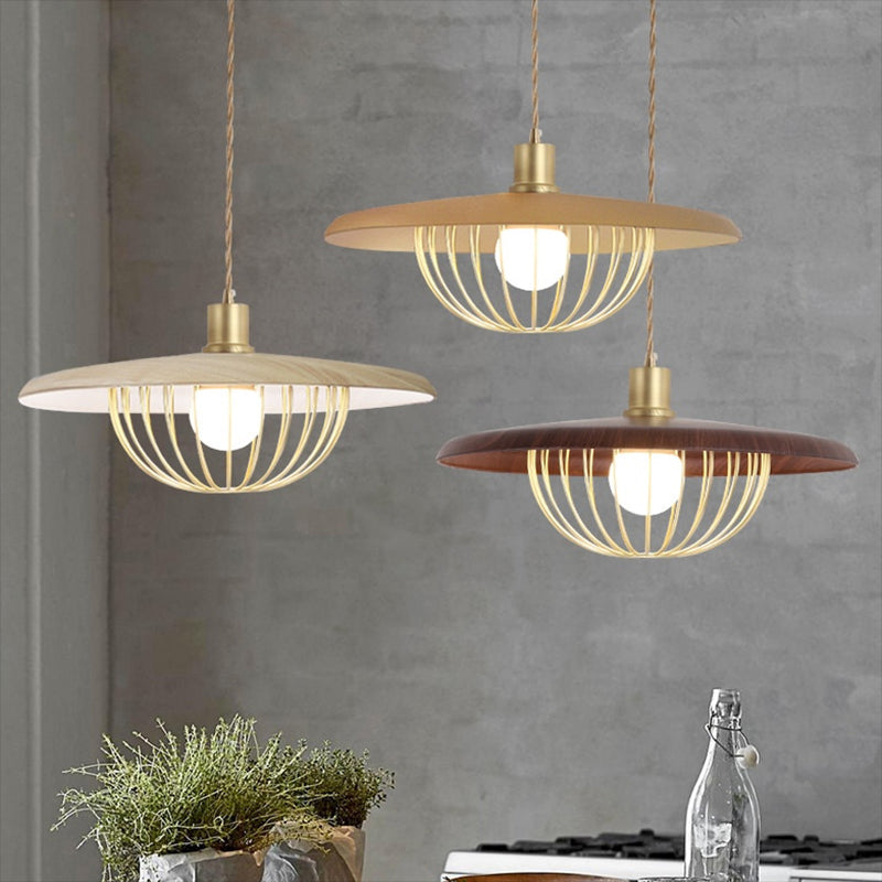 Minimalistischer Innenheimer hell, flacher Schatten mit Käfigmetall 1-Licht-Anhängerbeleuchtung