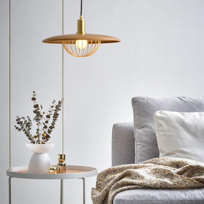 Minimalistischer Innenheimer hell, flacher Schatten mit Käfigmetall 1-Licht-Anhängerbeleuchtung