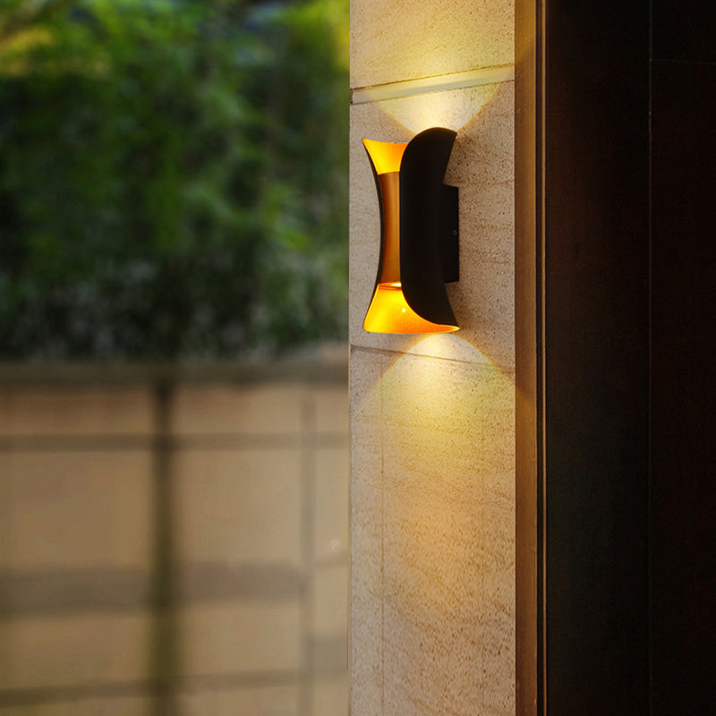 Modern Style Aluminum Wall Mounted Light Fixture 2-Lights Curved Sconce Lighting