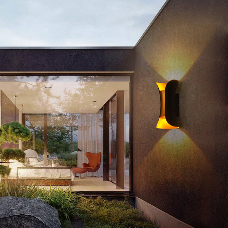 Modern Style Aluminum Wall Mounted Light Fixture 2-Lights Curved Sconce Lighting