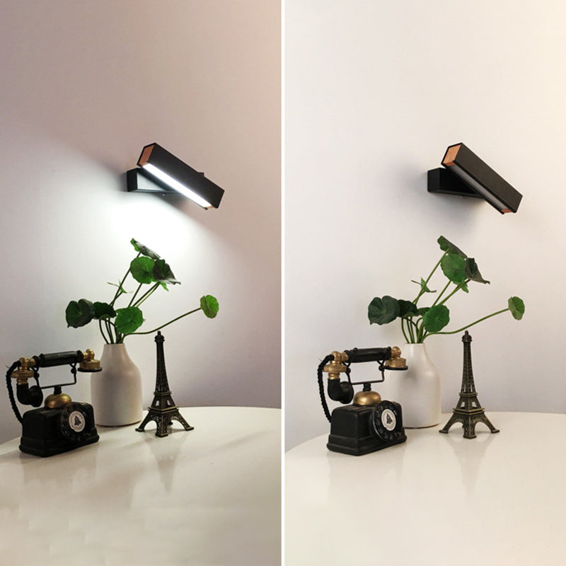 Hölzerne rechteckige LED -Wandleuchten in der modernen Einfachheit Schmiedeeisenwandlampe mit Acrylschatten