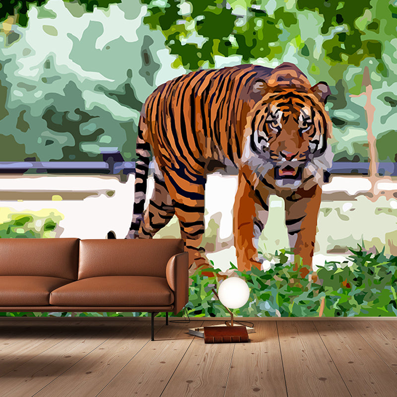 Illustration Tiger Wall Decal for Home Play Room Moisture Resistant, Made to Measure