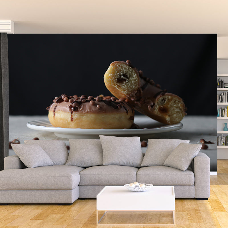 Chocolate Donut Mural Wallpaper Commercial Use for Dessert Shop, Made to Measure